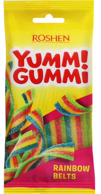 detail Želé Yummi Gummi Rainbow Belts 70 g Roshen